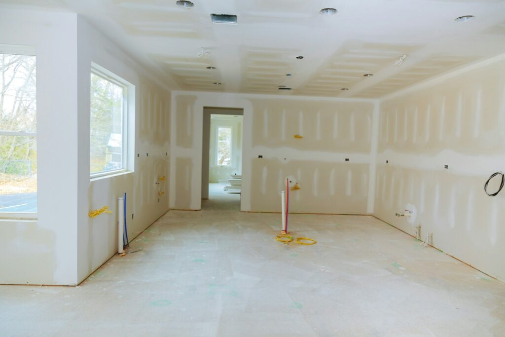Construction building industry new home construction interior drywall and finish details Light white